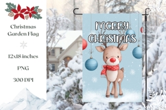 Christmas Deer Garden Flag, Christmas Balls Garden Flag PNG Product Image 1