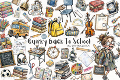 Funny Quirky Back To School Clipart Product Image 1