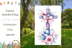 Easter Garden Flag, Floral Easter Cross Garden Flag Design Product Image 1