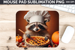Watercolor Raccoon Mouse Pad Sublimation - Thanksgiving PNG Product Image 1