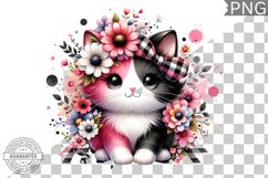 Cat With Flowers Sublimation - Clipart PNG Design Product Image 1