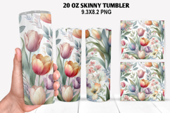 Flower Skinny Tumbler 20oz Wrap Design, Animal Tumbler Wrap Product Image 1