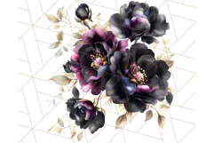 Gothic Floral PNG, Dark Aesthetic Flowers Clipart Print Product Image 3