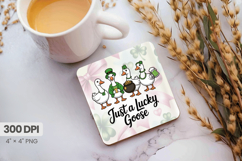 Just a Lucky Goose Funny Goose Square Coaster PNG Sublimatio Product Image 1
