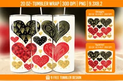3d Cute Heart Tumbler Wrap Designs, Sublimation Wrap Product Image 1
