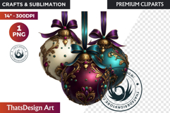 Christmas Jewel Baubles Clipart | Elegant Holiday Ornaments Product Image 1