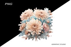 Rose Gold and Teal Chrysanthemum PNG Product Image 1