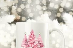 Merry Christmas PNG: Pink Tree Design for Sublimation Product Image 4