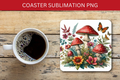 square coaster - floral mushroom Product Image 1