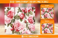 Valentine Rose Tumbler Wrap Designs, Sublimation Wrap Product Image 1
