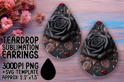 Vibrant Teardrop Earrings Template Art , 3D Flower Product Image 1