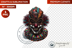 Horrific Evil Clown Clipart - Halloween Creepy Circus PNG G Product Image 1