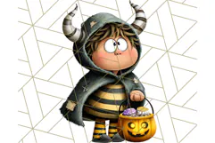 Monster Kids Clipart PNG, Cute Halloween Costume Art Product Image 3