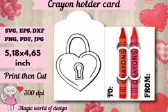 Valentine's Day door lock Coloring Crayon Holder Card svg Product Image 1
