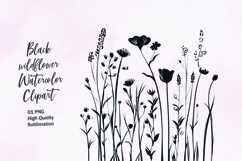 Black wildflower outline clipart sublimation Product Image 1