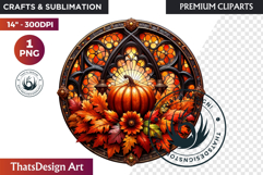 Halloween Gothic stained Glass Pumpkin Clipart Product Image 1