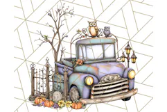 Halloween Cottagecore Truck PNG Clipart, Fall Style Clip Art Product Image 3