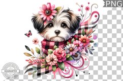 Dog With Flowers Sublimation - Clipart PNG Design Product Image 1