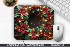 Flowers Mouse Pad Sublimation,Christmas Mouse Pad PNG Design Product Image 1