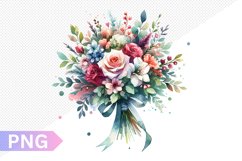 Wedding Floral Bouquet Sublimation - Clipart PNG Design Product Image 1