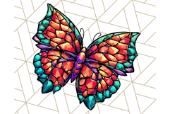 Stained Glass Hearts and Butterflies Clipart PNG Product Image 3