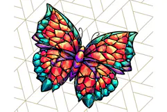 Stained Glass Hearts and Butterflies Clipart PNG Product Image 3