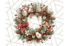Christmas Wreath Clipart, Holiday Greenery PNG Illustrations Product Image 3