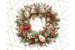 Christmas Wreath Clipart, Holiday Greenery PNG Illustrations Product Image 3