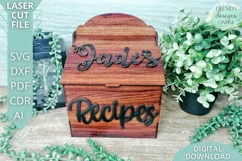 Recipes Box with Lid I Recipe divider cards Laser cut svg Product Image 5