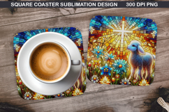 Lamb Coaster Sublimation, Easter Coaster PNG Design Product Image 1