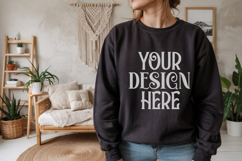Black Gildan 18000 Sweatshirt Model Mockups, Sweatshirts Product Image 1