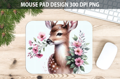 Watercolor Deer Mouse Pad Sublimation - Valentines PNG Product Image 1