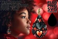Unique TEARDROP Earrings Design PNG, Heart Product Image 1