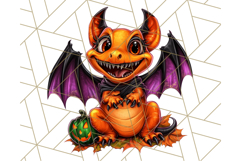 Bright Halloween Dinosaur PNG Clipart with Holiday Elements Product Image 3