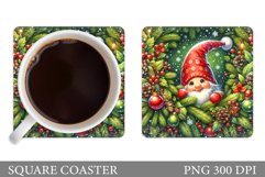 Christmas Gnome Coaster. Christmas Coaster Sublimation Product Image 1