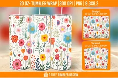 Cute Flower Seemless Tumbler Wrap Designs, Sublimation Wrap Product Image 1