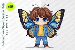 Cute Boy With Butterfly Wings Clipart Png Product Image 1