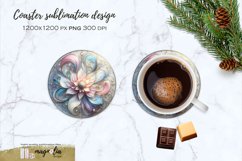 stained glass floral CHRISTMAS coaster| round COASTER Product Image 1