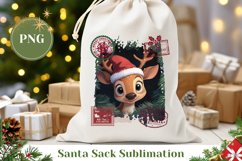 Cartoon Deer Santa Sack Design, Christmas Deer PNG Product Image 1