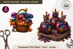 Autumnal Witch Kitchen Clipart cozy Fall PNG sublimation Product Image 1
