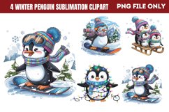 Winter Penguin Sublimation Clipart PNG Product Image 1