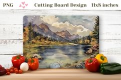 Watercolor River Cutting Board Design, Forest Cutting Board Product Image 1