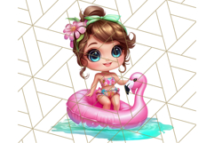 Chibi Summer Girls Clipart PNG, Bright Kawaii Summer Art Product Image 3