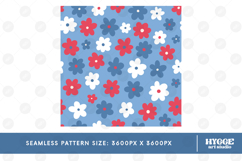 American 4th of July USA Patriotic Flowers Seamless Pattern Product Image 2