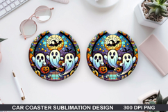 Ghost Car Coaster Sublimation |Halloween Coaster PNG Product Image 1
