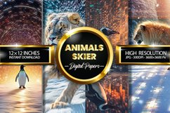 Animals Skier Digital Papers - 04 Variations Product Image 1