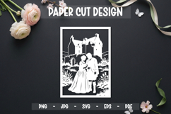 Romantic Couple Paper Cut Card, 5x7 Paper cut Product Image 1