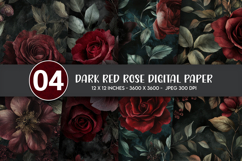 Dark Red Rose Digital Paper Product Image 1