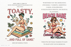 Funny Vintage Summer Beach Girl Clipart Product Image 2