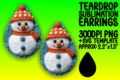 Unique Teardrop Earrings Sublimation Design , Snowman Product Image 1